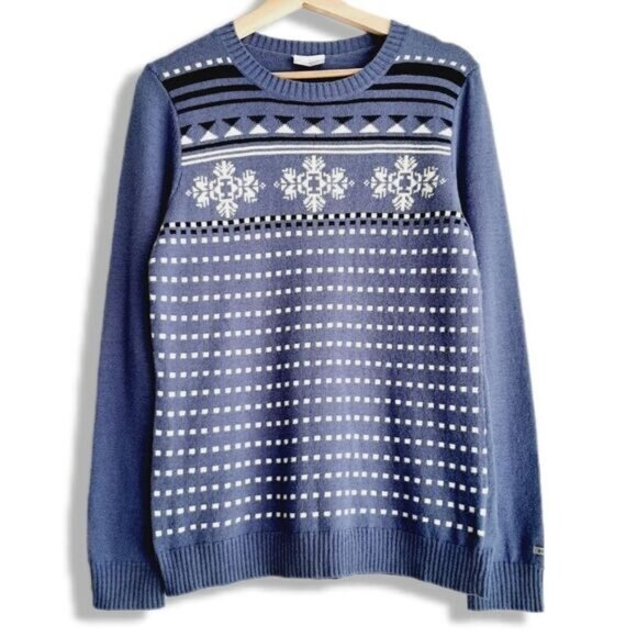 COLUMBIA / Fair Isle Intarsia Snowflake Knit Sweater Women's Sz M - Picture 1 of 10